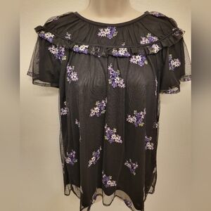 NWT Michael Kors Embroidered Floral Blouse